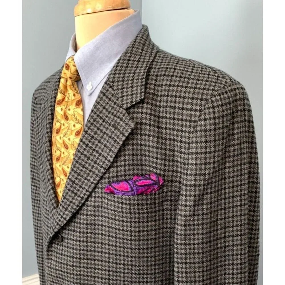 J Crew Oarsman Tweed Blazer Mens 44R Wool Houndstooth Jacket Sportcoat